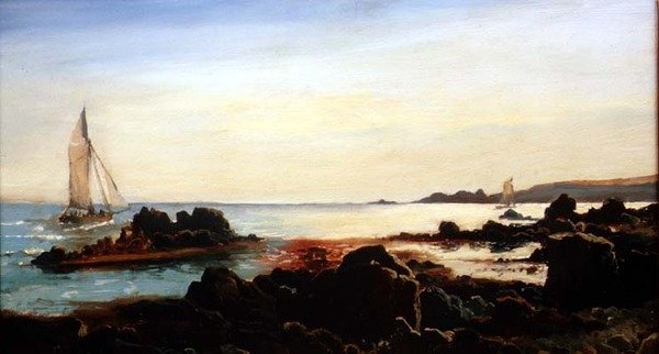 Paisagem Costeira com Barcos à Vela de Carl Frederik Sorensen