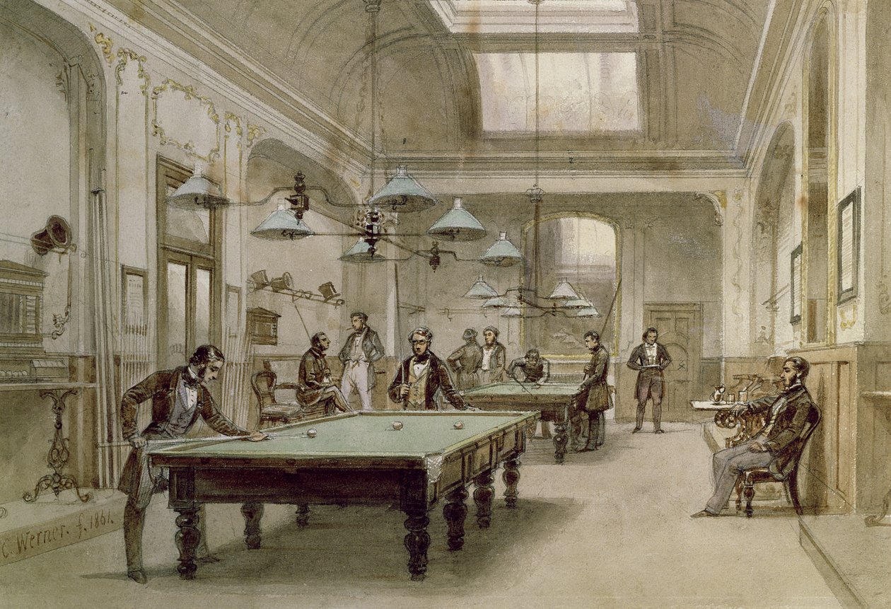 Uma sala de bilhar, 1861 de Carl Friedrich Heinrich Werner