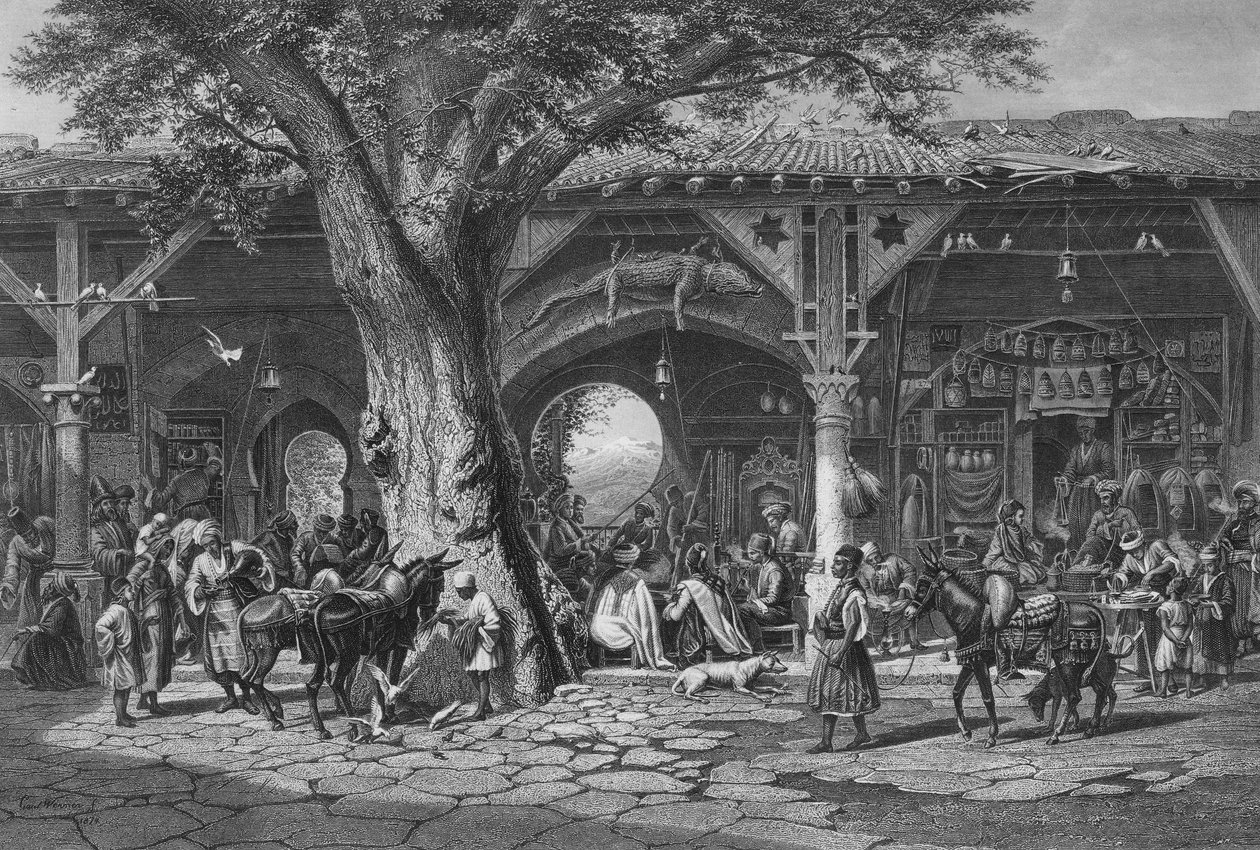 Uma rua em Damasco, gravada por C. Bertrand de Carl Friedrich Heinrich Werner