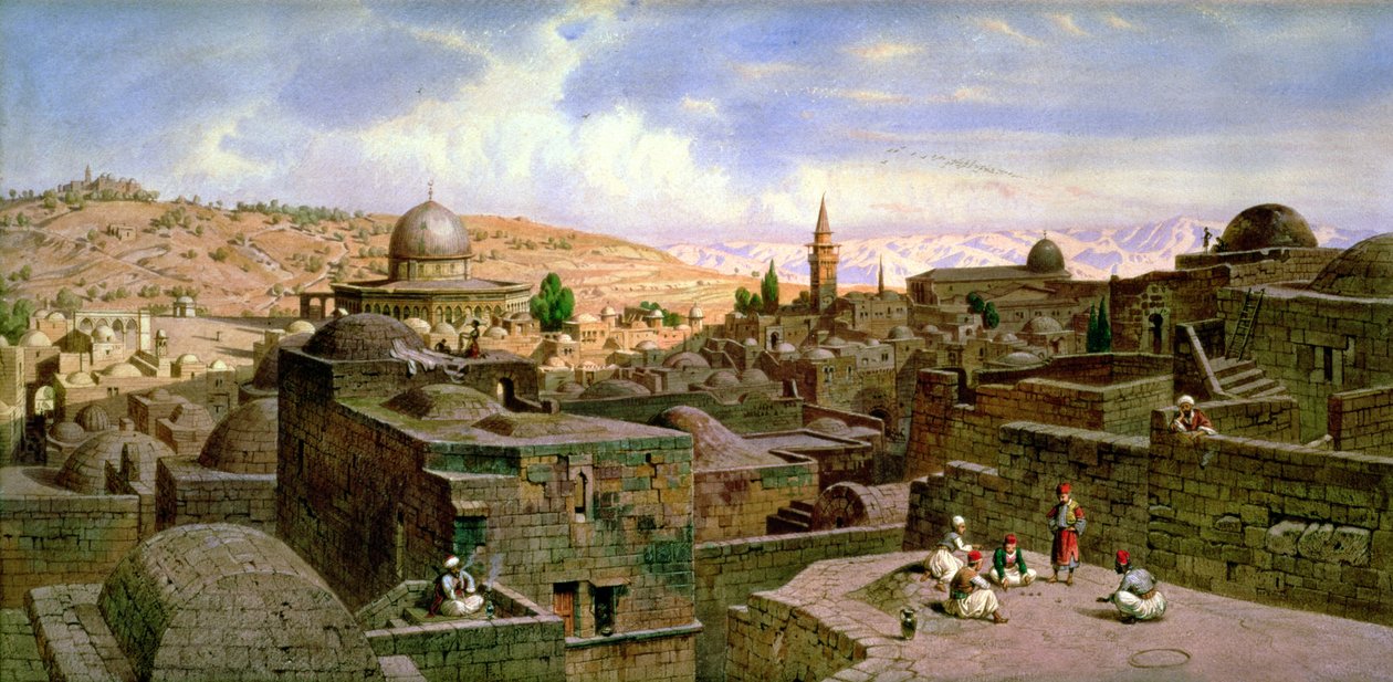 Vista de Jerusalém, com a Cúpula da Pedra Sagrada, 1864 de Carl Friedrich Heinrich Werner