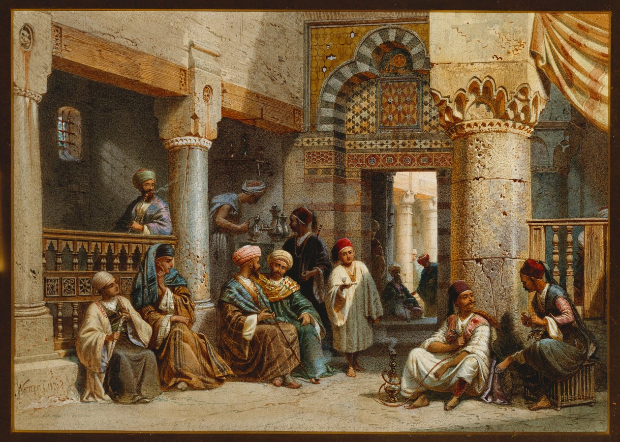 Figuras árabes em uma casa de café, 1870 de Carl Friedrich Heinrich Werner