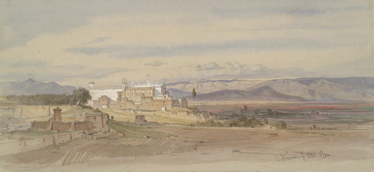 Paisagem Romana com San Giovanni em Laterano de Carl Friedrich Heinrich Werner