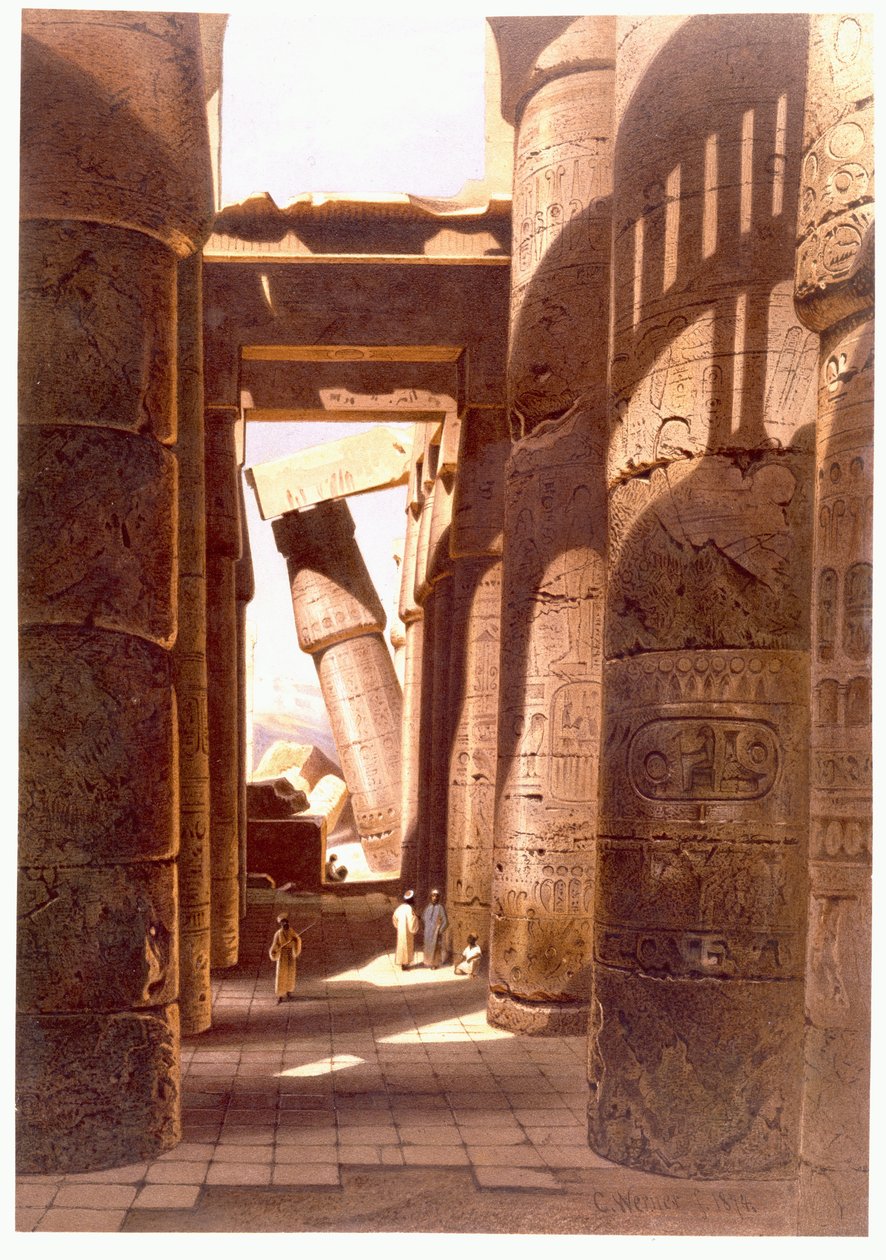 Ruínas do Templo de Karmak, 1874 de Carl Friedrich Heinrich Werner