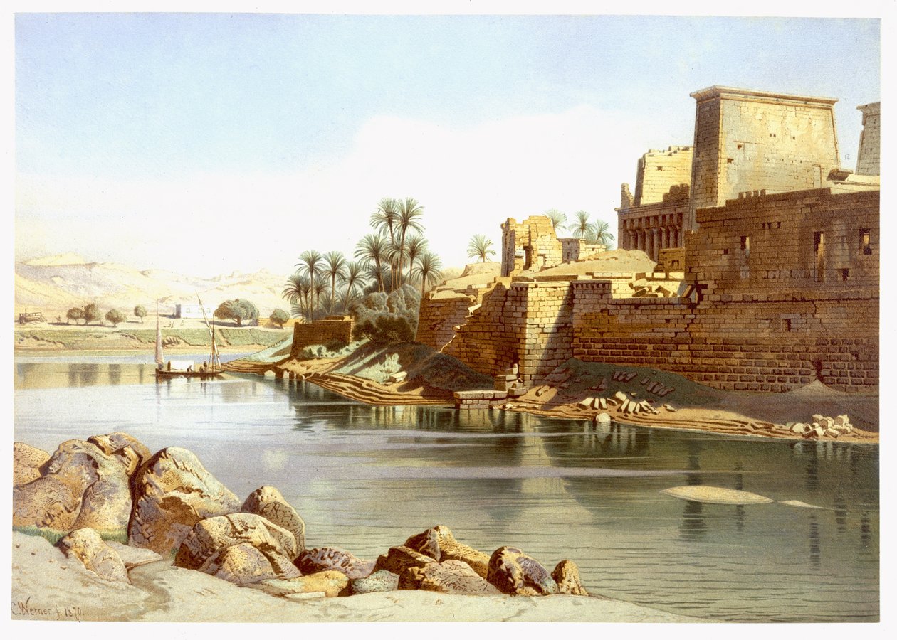Templo de Isis em Philae, 1870 de Carl Friedrich Heinrich Werner