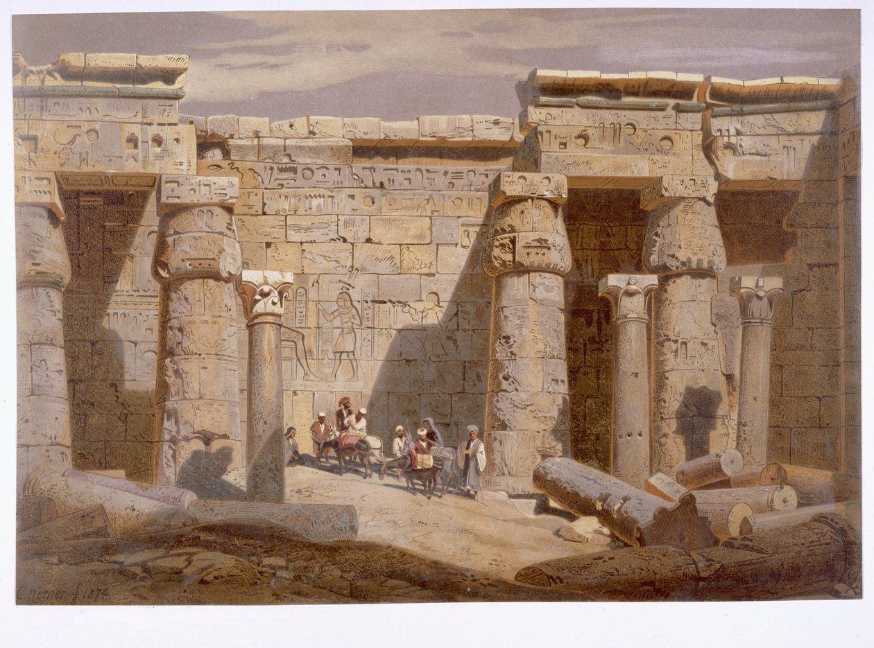 Templo de Medinet, Tebas, 1874 de Carl Friedrich Heinrich Werner