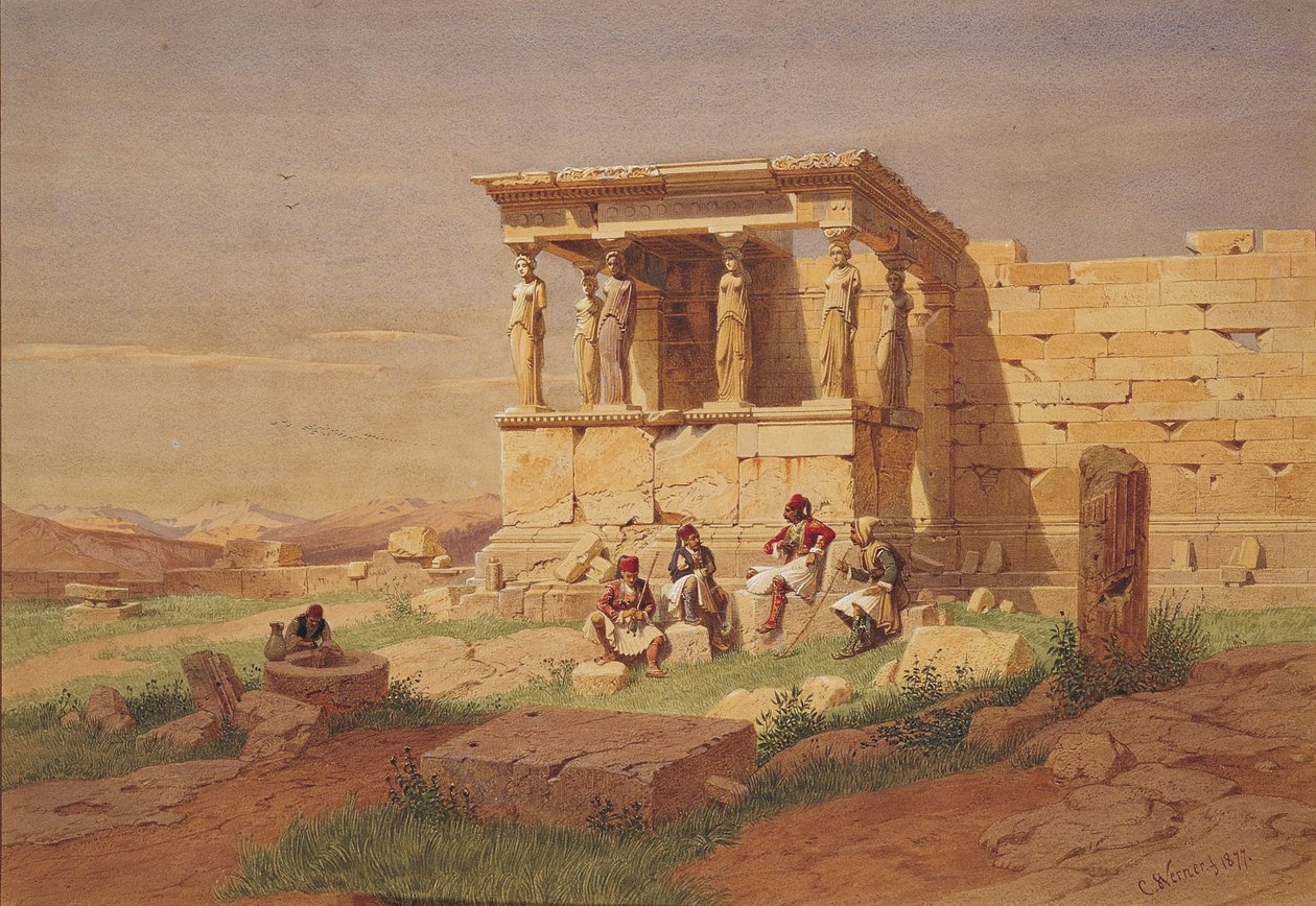 O Erechtheion. O pórtico das cariátides, 1877 de Carl Friedrich Heinrich Werner