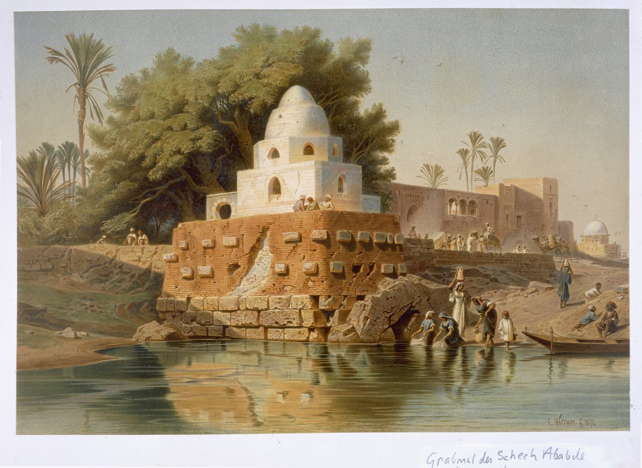 Túmulo de Sheikh Ababda em Minya, Médio Egito, 1871 de Carl Friedrich Heinrich Werner