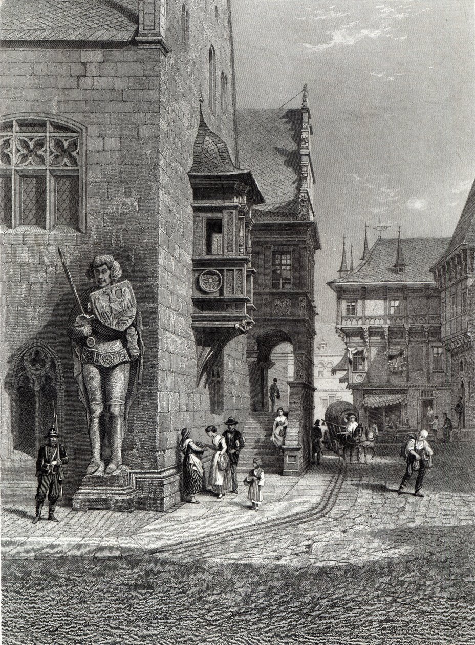 Câmara Municipal, Halberstadt, gravada por E. Joubert, gravada por Cassell & Company Ltd (gravura) de Carl Friedrich Heinrich Werner