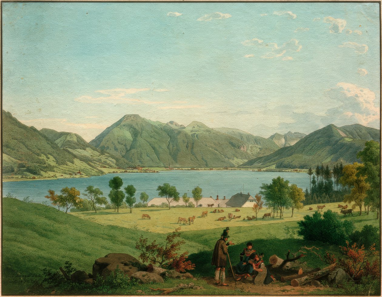 Lago Tegernsee, perto de Kaltenbrunn de Carl Friedrich Heinzmann