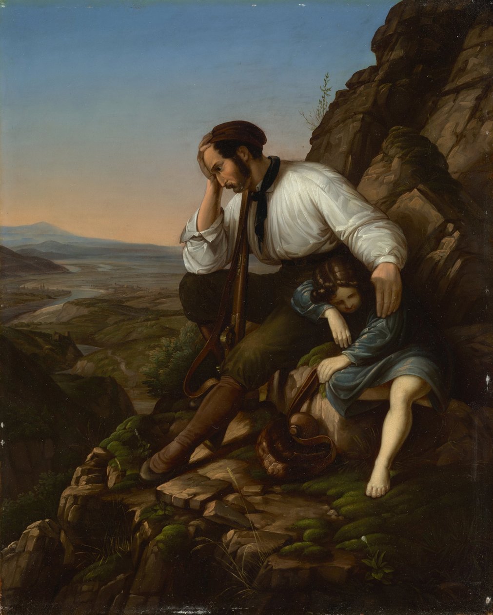 O assaltante com o seu filho a dormir de Carl Friedrich Lessing