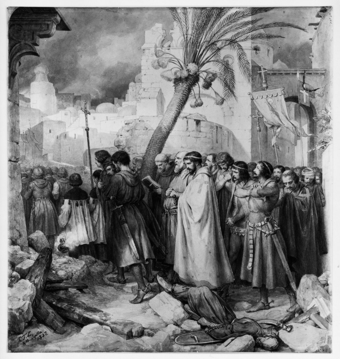 A procissão dos cruzados em Jerusalém em 1099 de Carl Friedrich Lessing