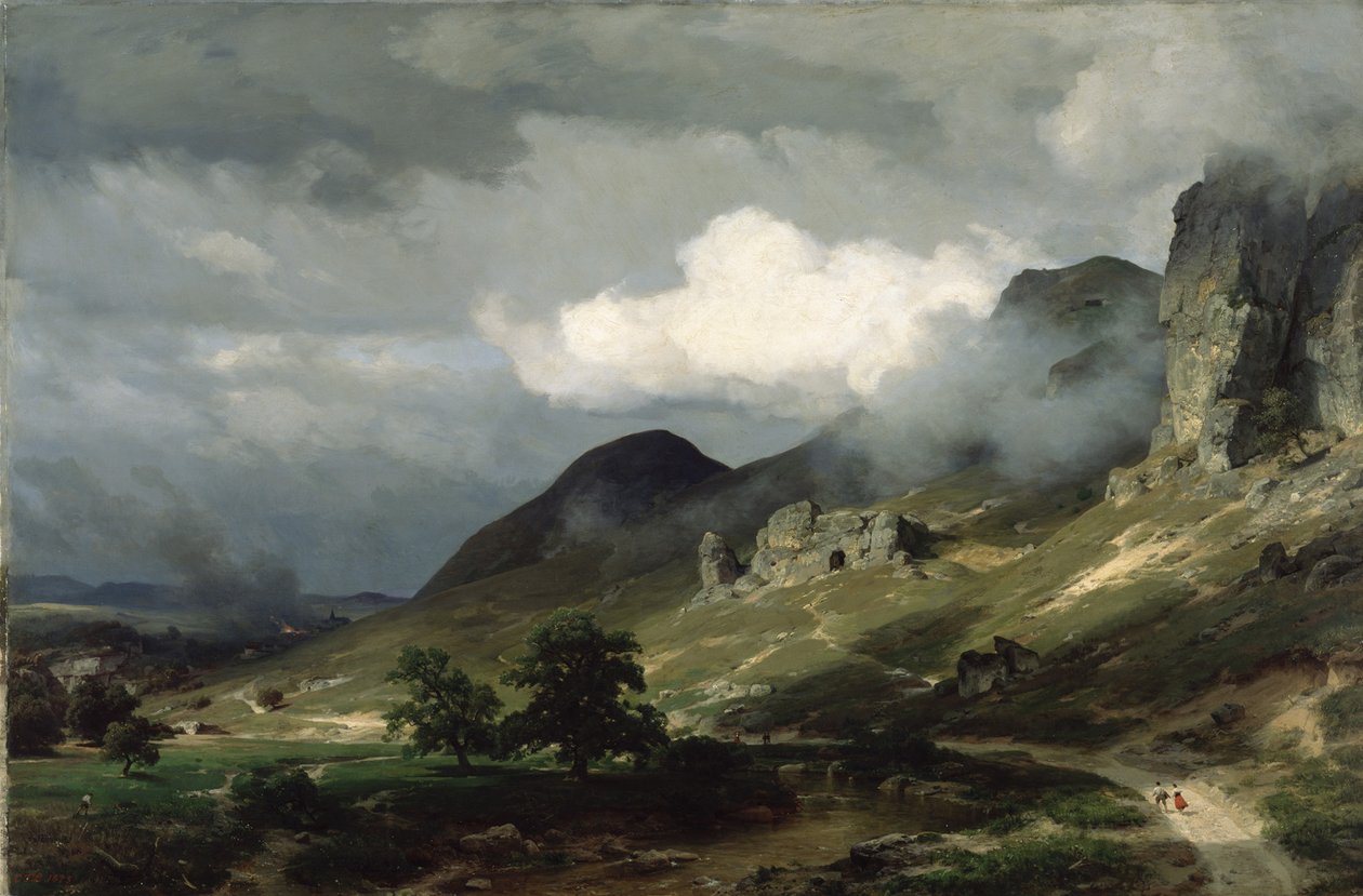 Paisagem do Eifel durante uma trovoada de Carl Friedrich Lessing