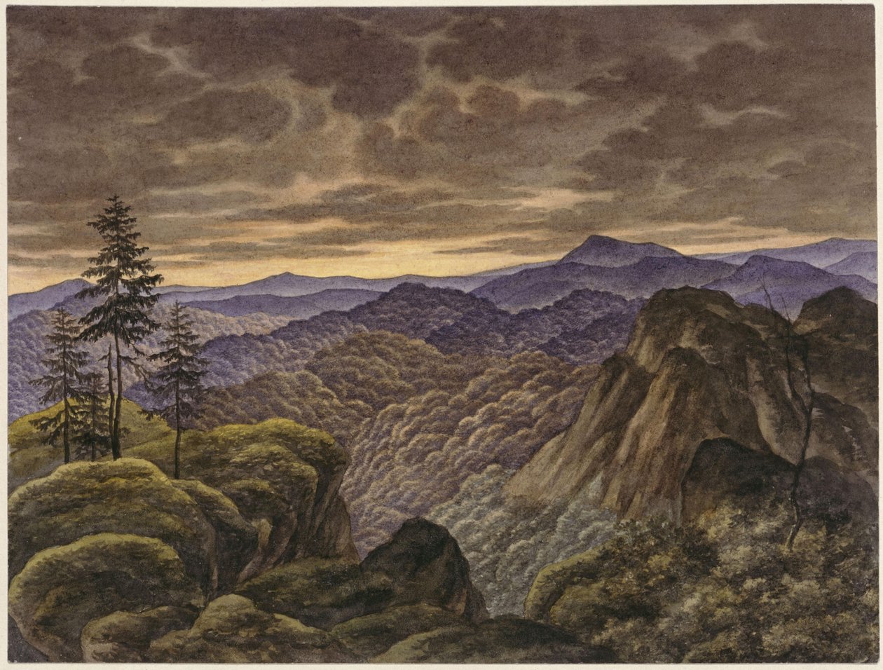 Paisagem montanhosa ao pôr do sol de Carl Friedrich Lessing