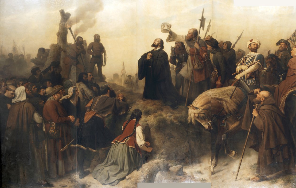 Hus perante a fogueira de Carl Friedrich Lessing