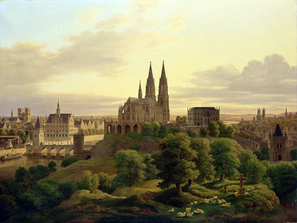 Uma cidade medieval em 1830, 1830 de Carl Georg Adolph Hasenpflug