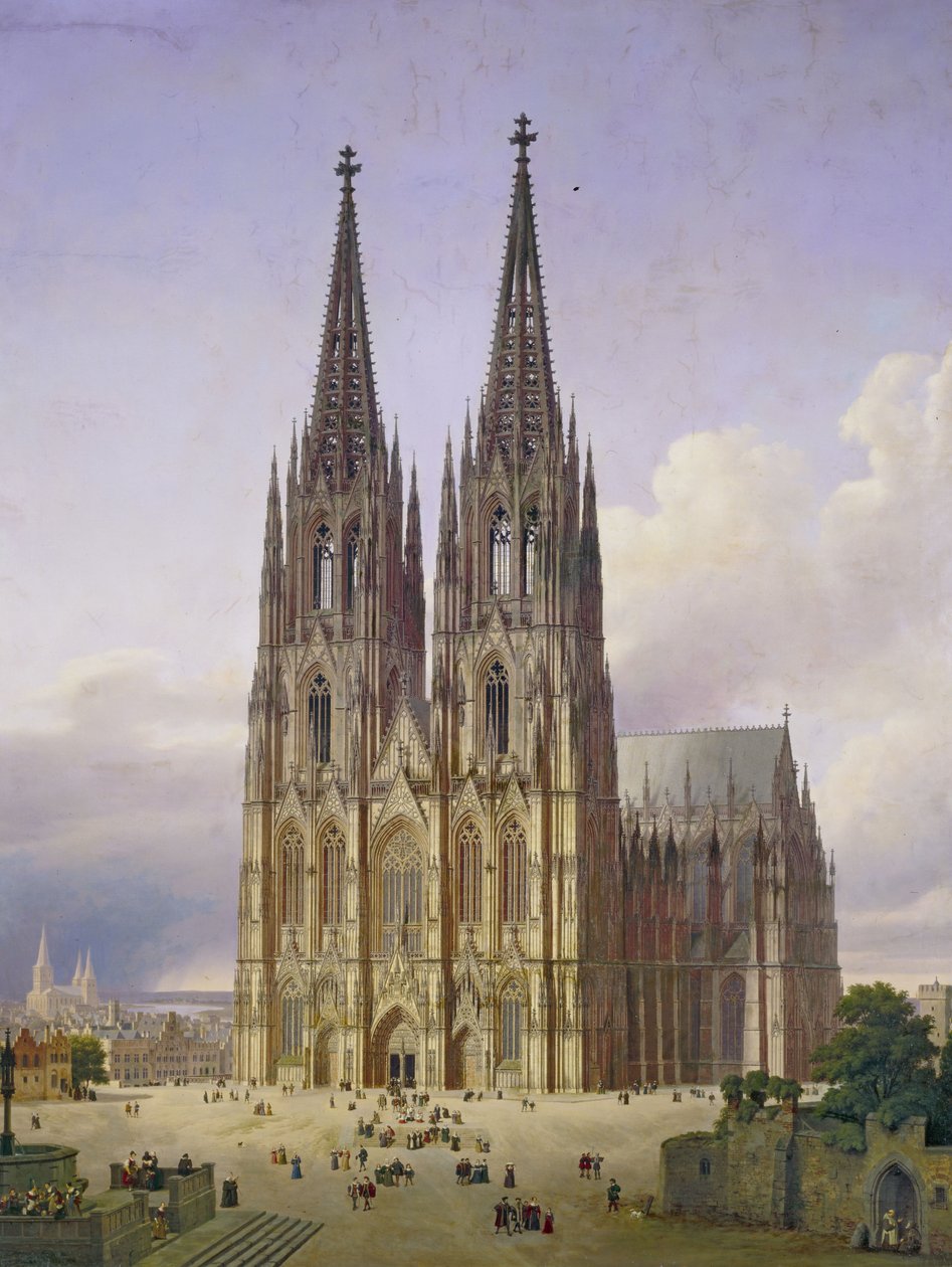 Vista ideal da Catedral de Colônia, 1834-1836 de Carl Georg Adolph Hasenpflug