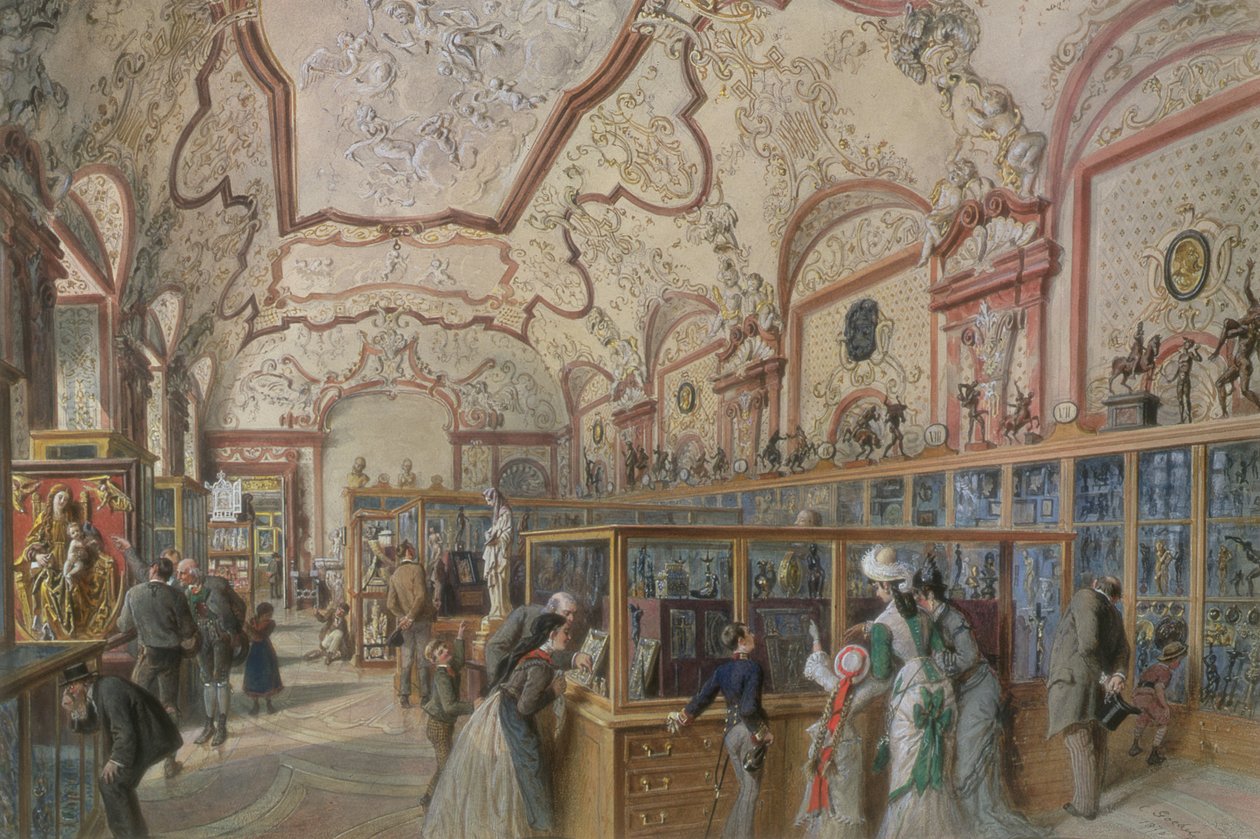 O Salão de Mármore da Galeria Ambraser no Belvedere Inferior, Viena, 1876 de Carl Goebel