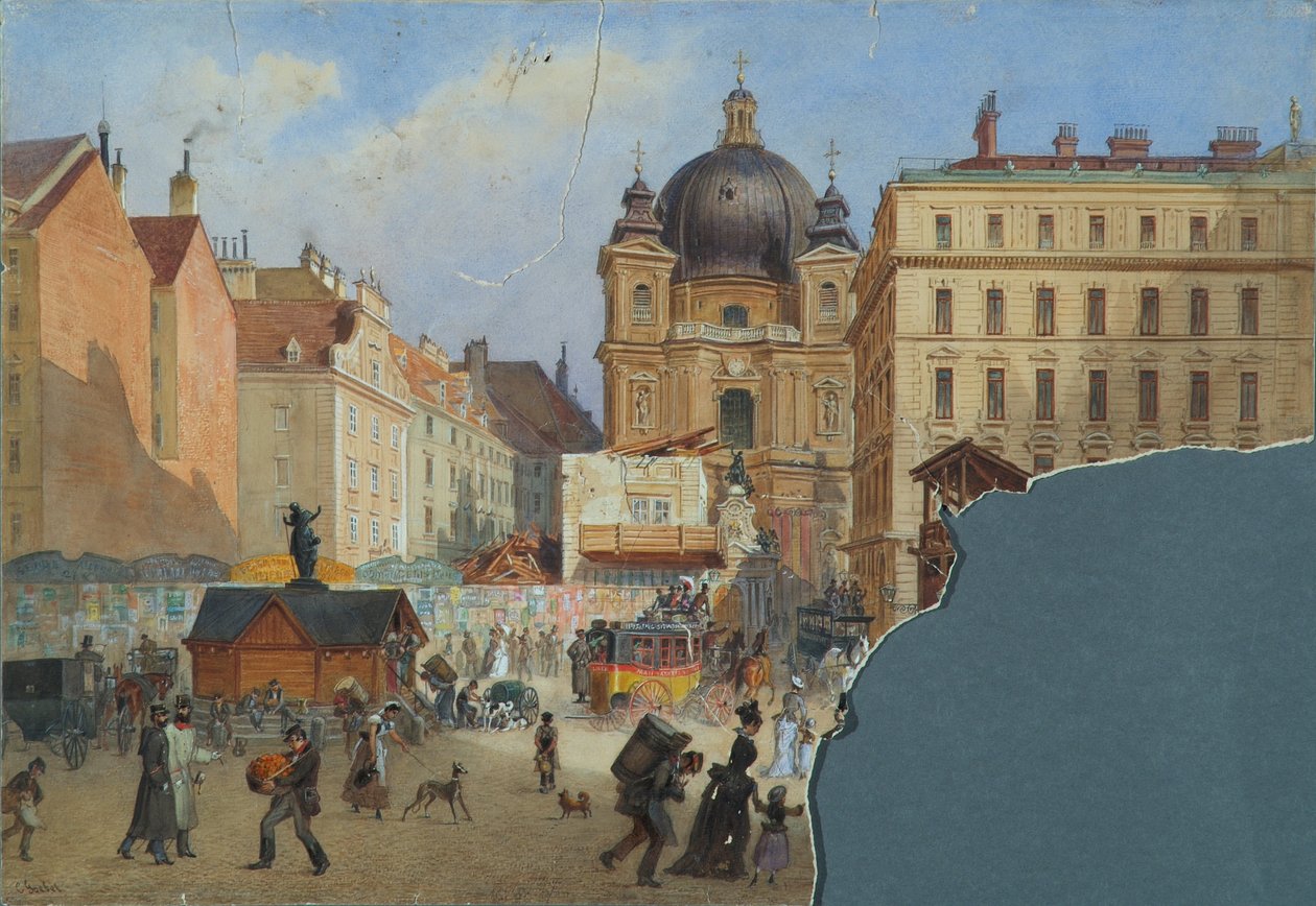 Peterskirche em Viena visto do Graben de Carl Goebel d. J.