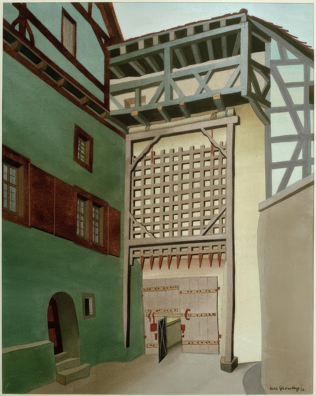 Harburg (Wörnitz), portão do castelo com portão de queda de Carl Grossberg