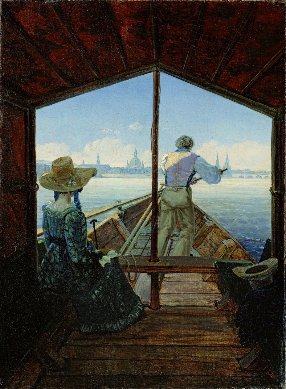 Uma gôndola no Elba, perto de Dresden de Carl Gustav Carus