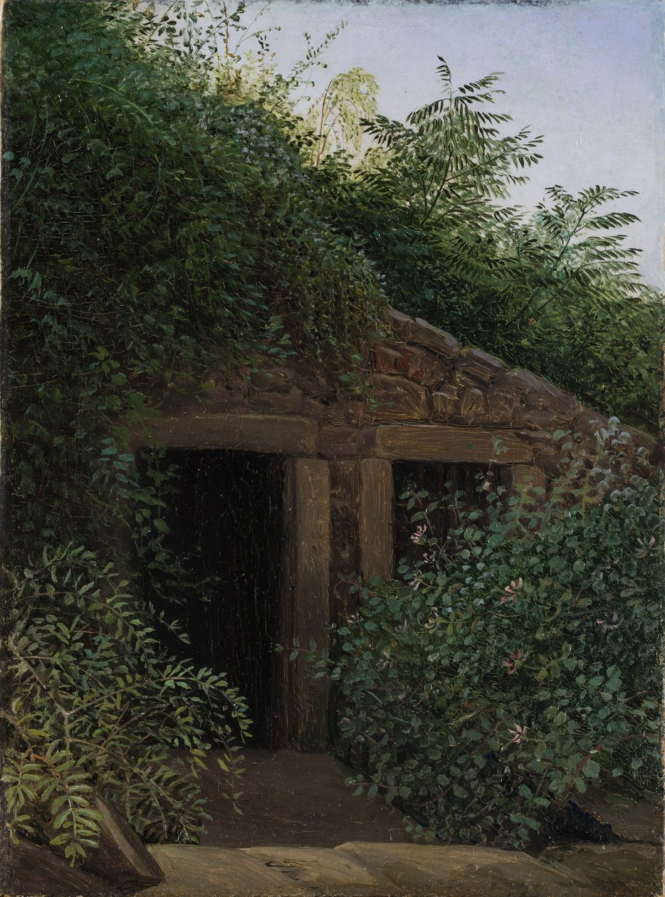 Um poço de minas coberto de vegetação de Carl Gustav Carus