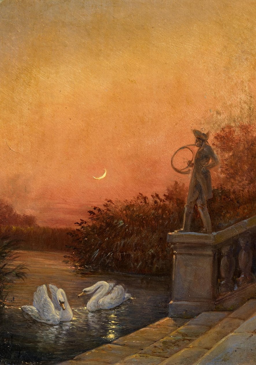 Amanhecer perto do Castelo de Moritzburg de Carl Gustav Carus