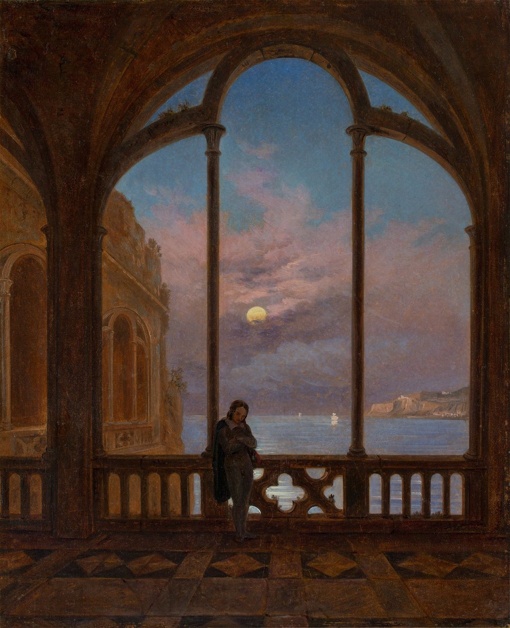 Alemão: Memória de Nápoles (Noite de luar sobre o Mediterrâneo) de Carl Gustav Carus