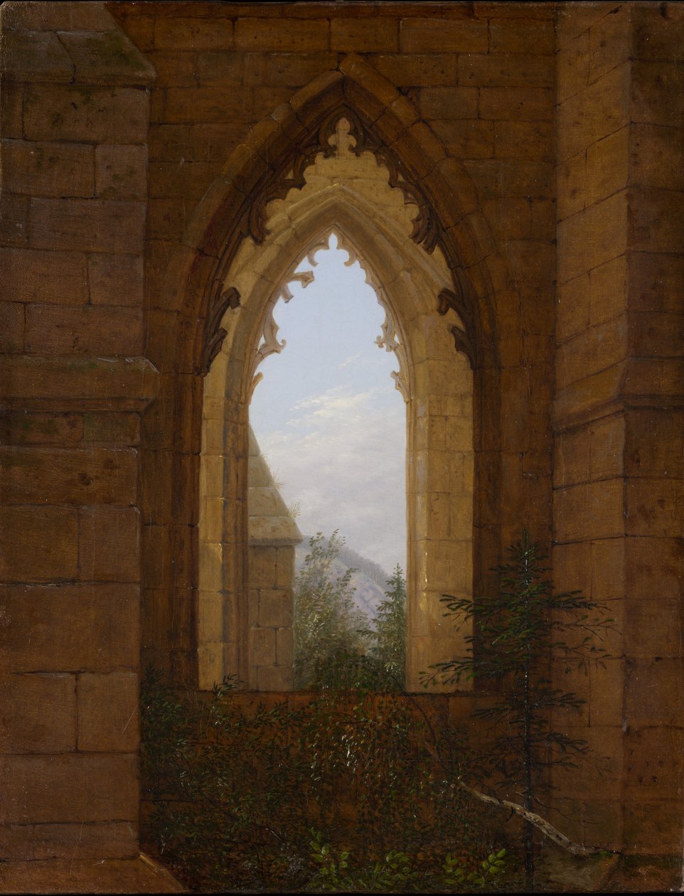 Janela gótica nas ruínas do mosteiro de Oybin de Carl Gustav Carus