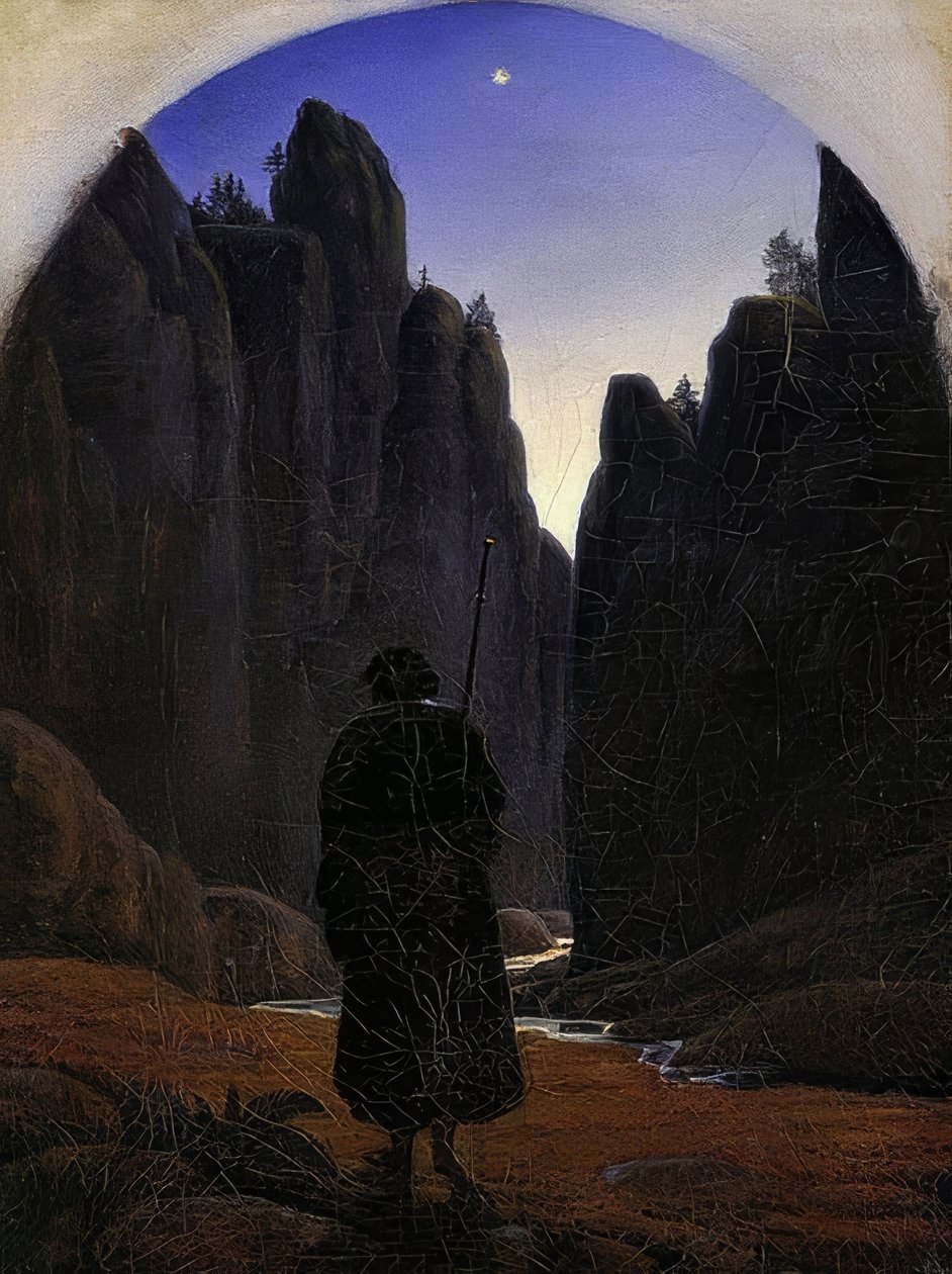 Peregrinos no vale da rocha. Por volta de 1820 de Carl Gustav Carus