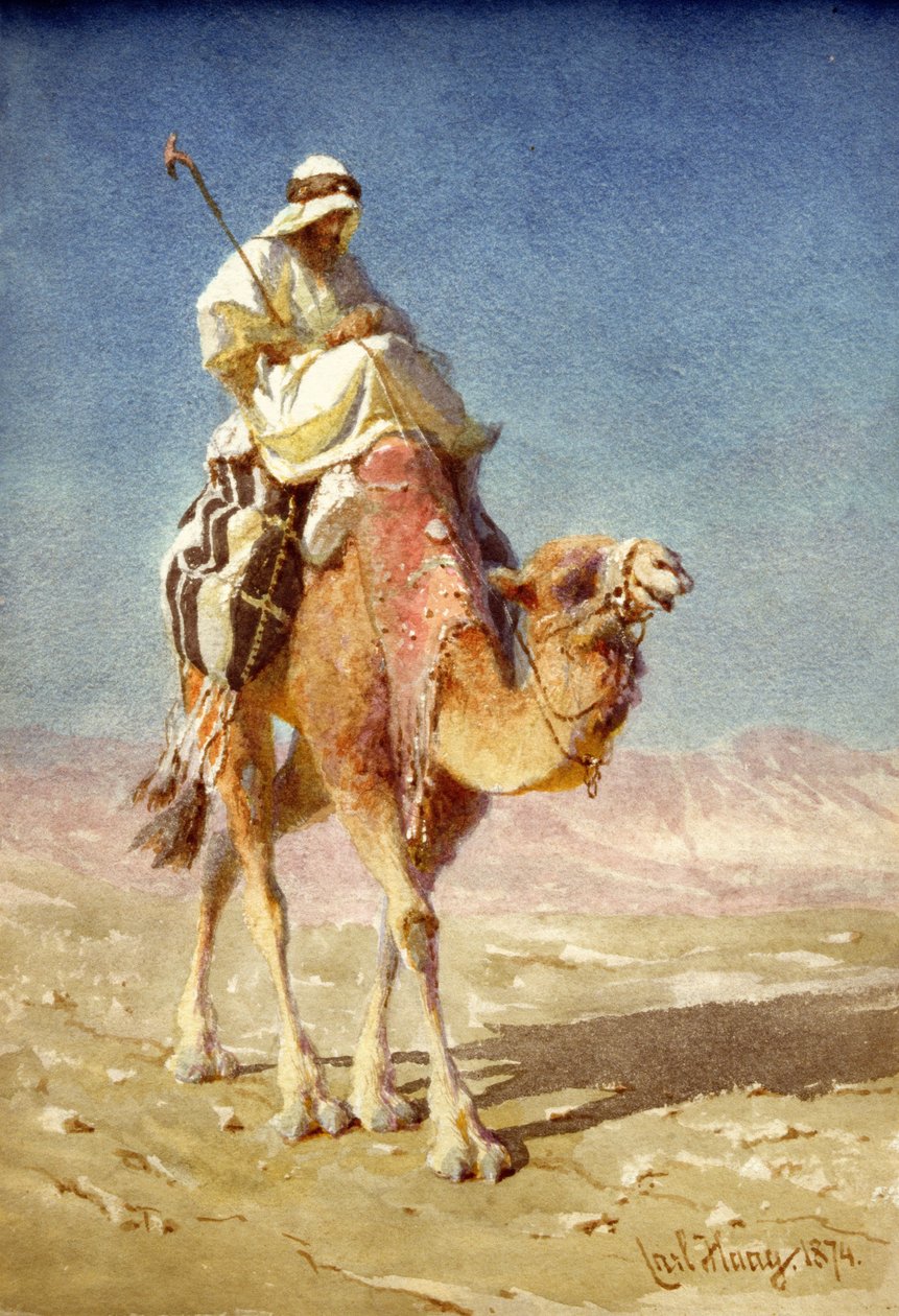 Um Bedaween nas costas de um camelo, 1874 de Carl Haag