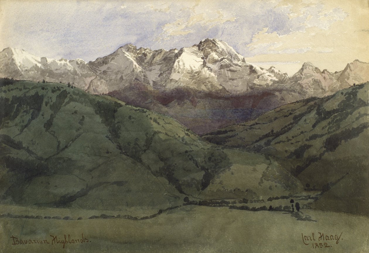 Terras Altas da Baviera, 1852 (wc no papel) de Carl Haag