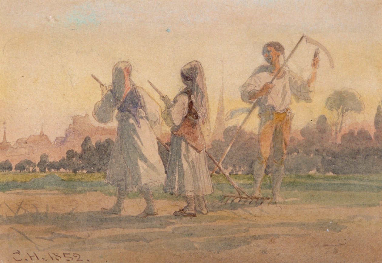 Camponeses da Francônia perto de Wurzburg, Alemanha, 1852 de Carl Haag