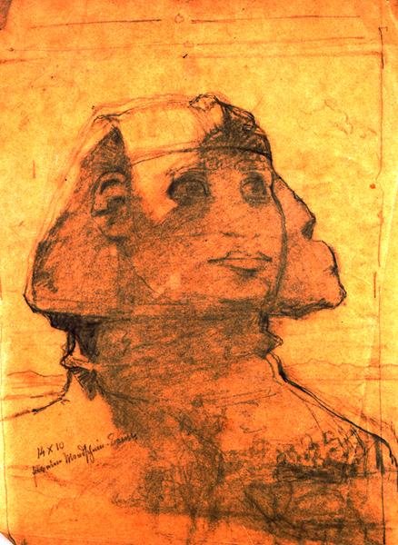 Esfinge em Gizé (lápis sobre papel) de Carl Haag