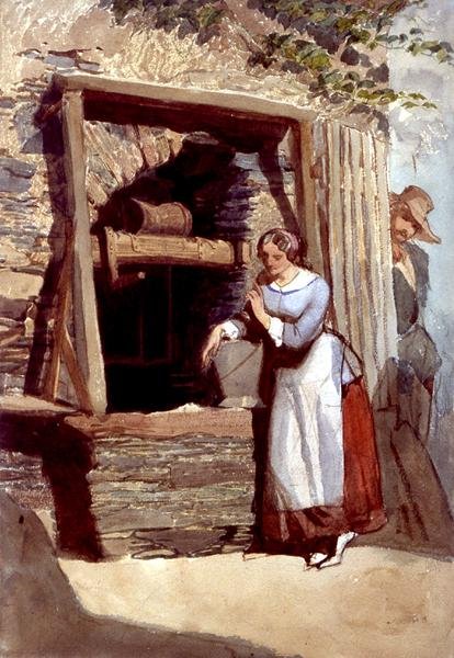 Estudo de uma Senhora por um Poço, com o seu admirador a olhar de Carl Haag