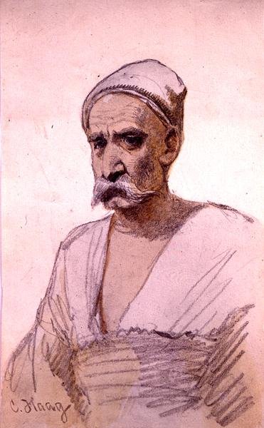 Estudo de uma figura egípcia (lápis e aguarela sobre papel) de Carl Haag