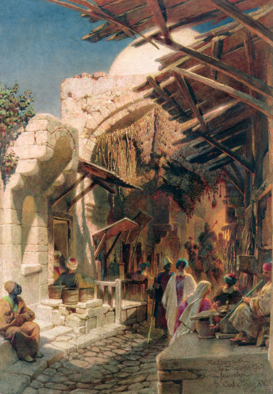 O bazar perto do portão de Damasco em Jerusalém de Carl Haag