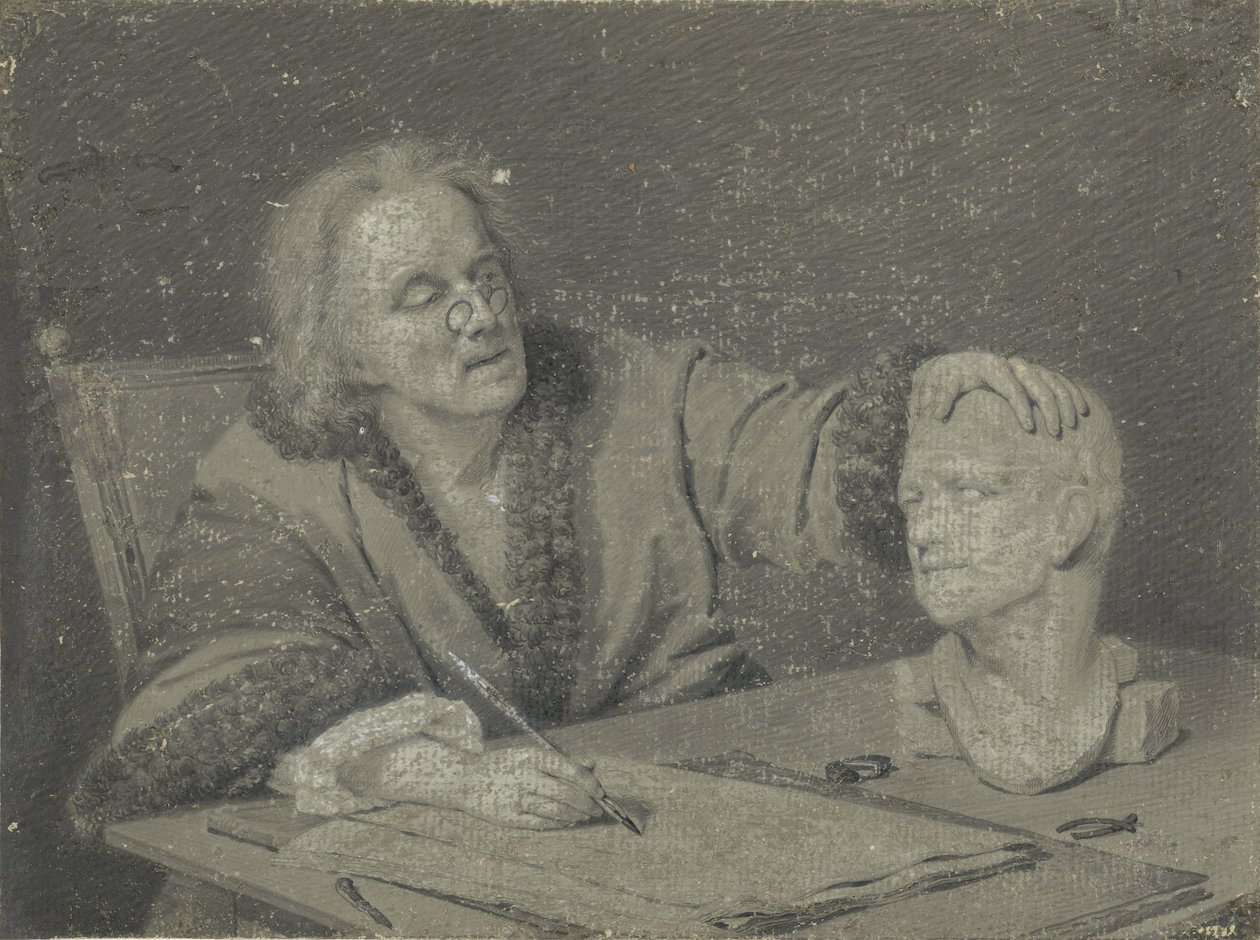 Desenhista a desenhar uma cabeça de gesso de Carl Heinrich Mylius