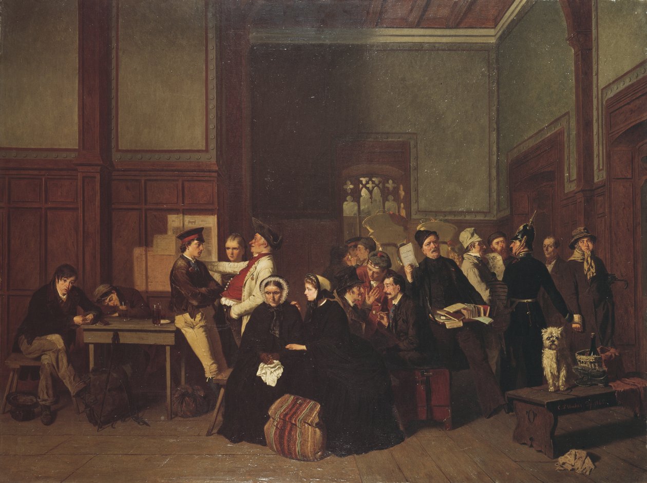 Sala de espera da terceira classe II, c.1865 de Carl Hendrik d Unker