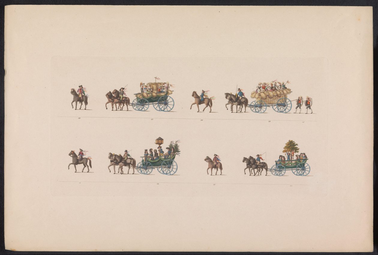 Optocht bij het huwelijk van Prinses Sophie, 1842 (plaat 5)
Lembranças de um casamento de camponeses da Turíngia, executado para celebrar a feliz entrada do Grão-Duque Hereditário Carl Alexander da Saxónia Weimar-eisenach com a Grã-Duquesa Sophi de Carl Hess