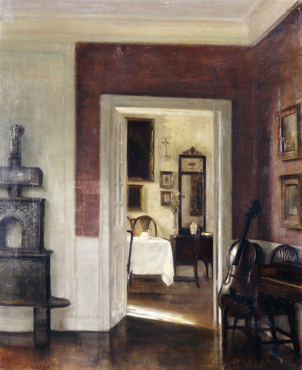 Um interior com um violoncelo de Carl Holsoe