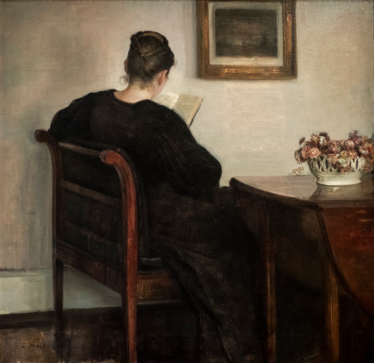 Interior, mulher de leitura de Carl Holsoe