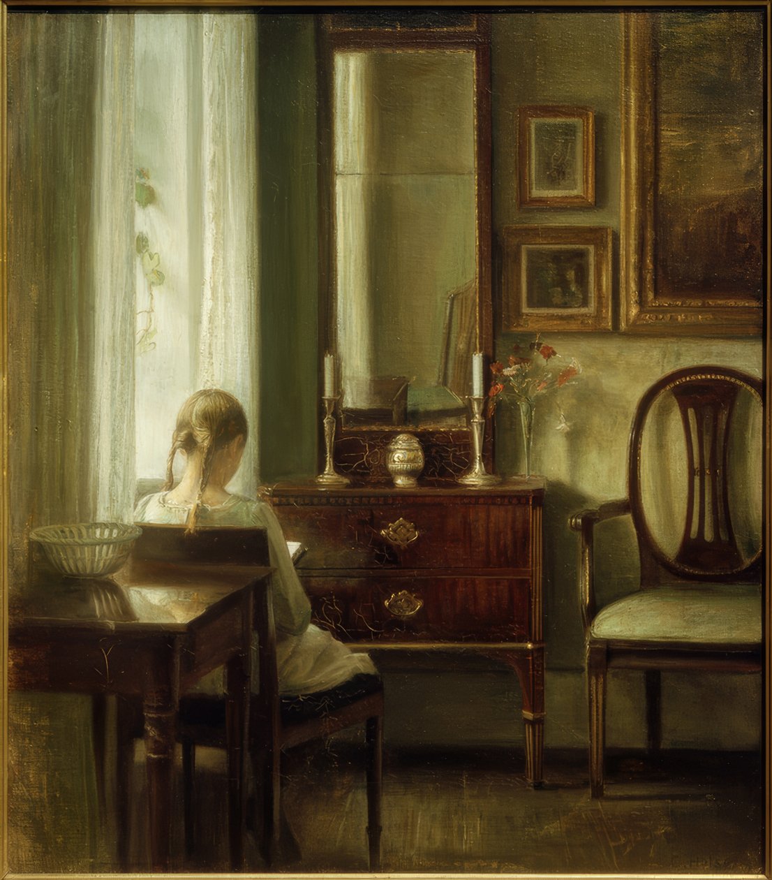 Mulher jovem, leitura de Carl Holsoe