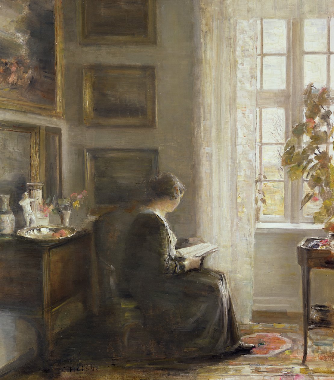 Leitura por uma janela ensolarada de Carl Holsoe