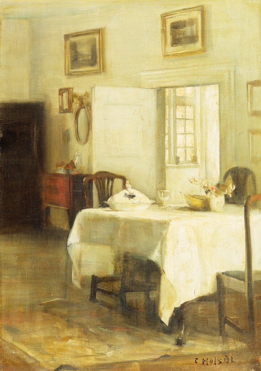 A sala de jantar (óleo sobre tela) de Carl Holsoe