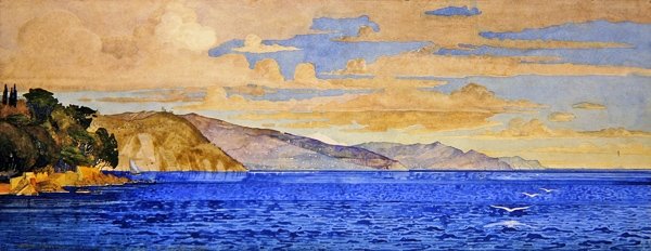 Mar de Santa Margherita e Aegeri (aguarela sobre papel) de Carl Johan Forsberg
