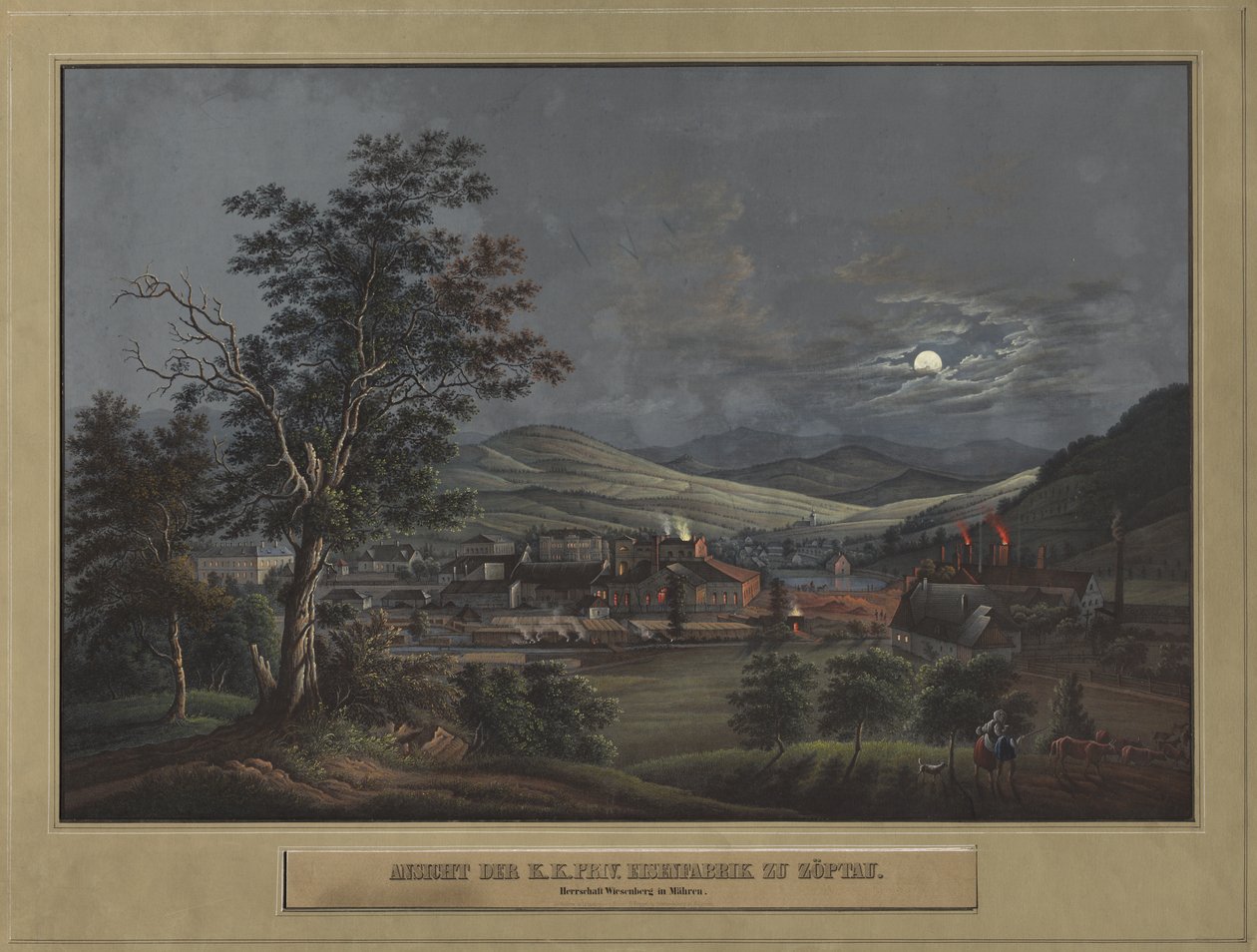 Vista da Fábrica de Ferro Privada K. K. em Zöptau de Carl Julius Rieden