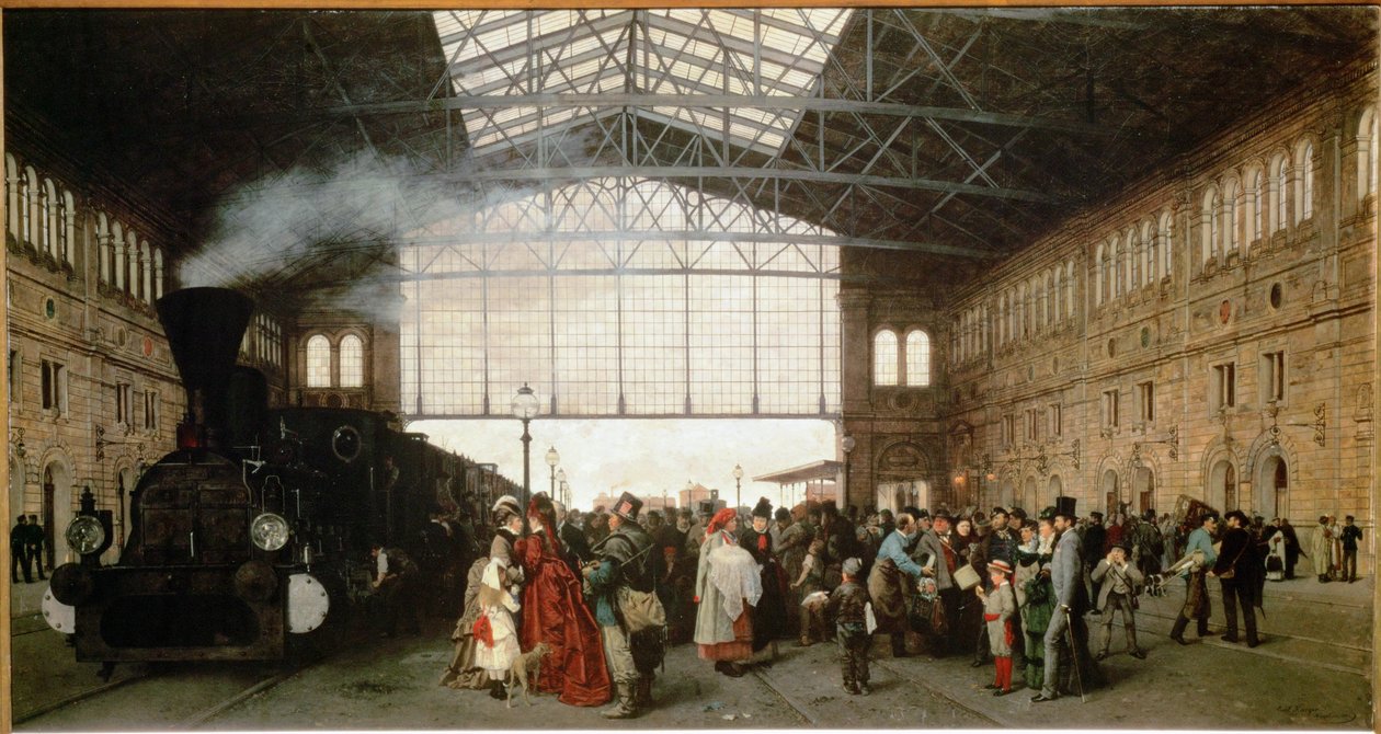 A nova estação do Noroeste em Viena. Petróleo ... de Carl Karger
