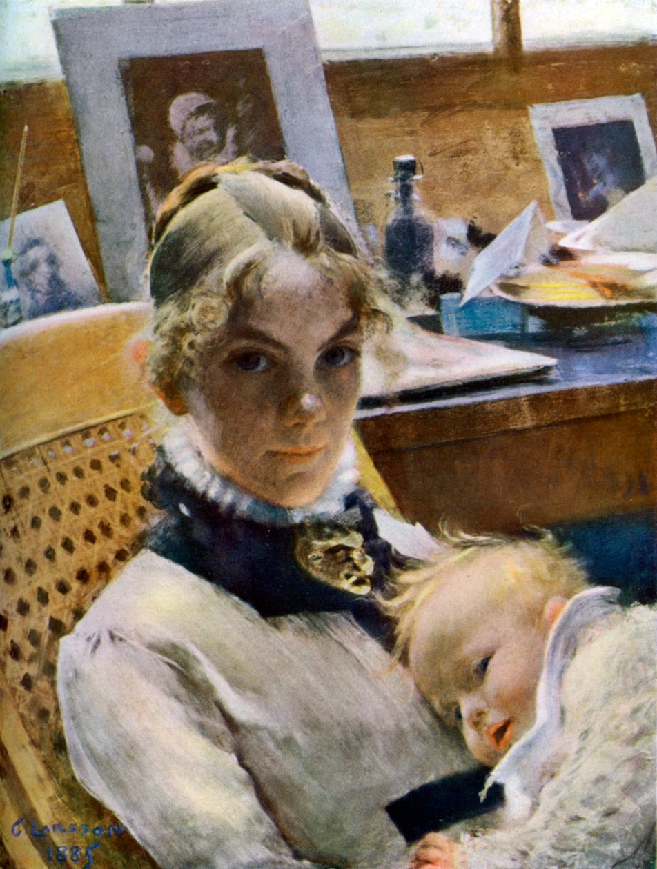 Um idílio de estúdio: a esposa do artista e sua filha Suzanne, 1885 1945 de Carl Larsson