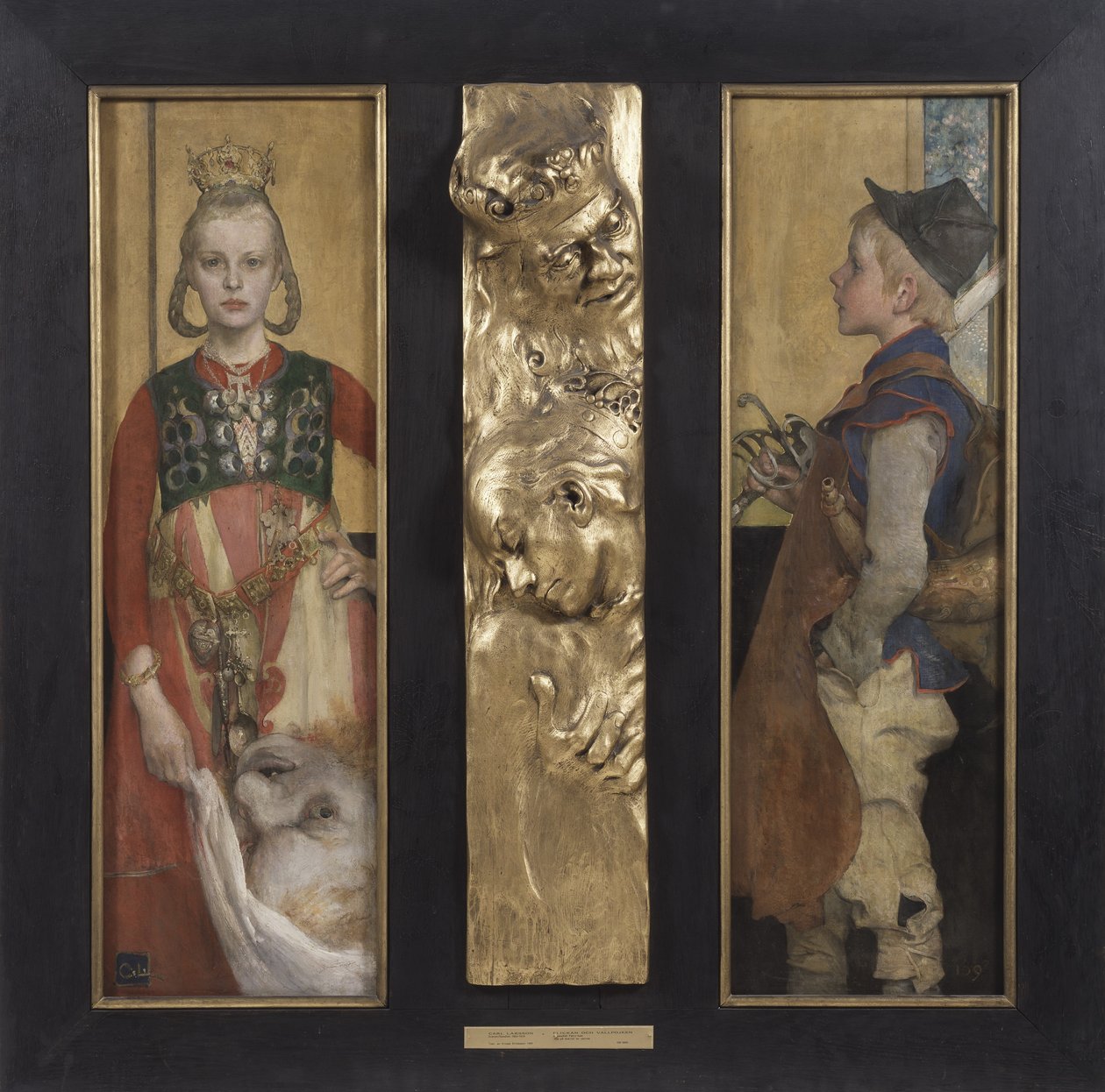 Um conto de fadas sueco, díptico com painel de relevo e moldura, 1897 (óleo sobre tela e relevo de madeira dourada) de Carl Larsson