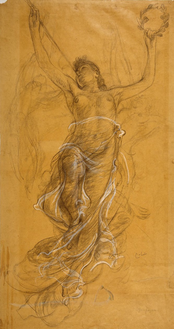 Trompetenblasende Frau. Studie für die Decke im Opernfoyer de Carl Larsson